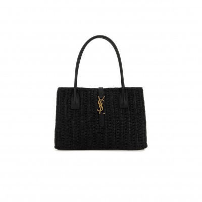 YSL RAFFIA PANIER RECTANGLE TOTE BLACK 741199GAADO (29*21*9cm)